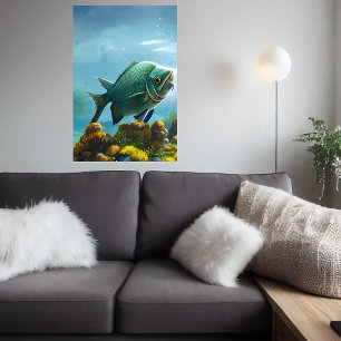Fische schwimmen im Meer   Art der AI Poster