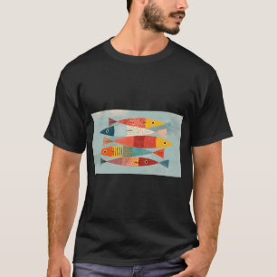 Fische schwimmen in einem hellen Muster T-Shirt