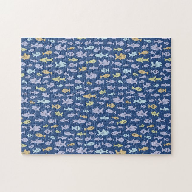 Fische schwimmen Niedliches nautisches Muster Hera (Horizontal)