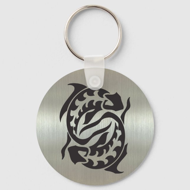 Fische Silhouette mit metallischer Wirkung Schlüsselanhänger (Vorderseite)