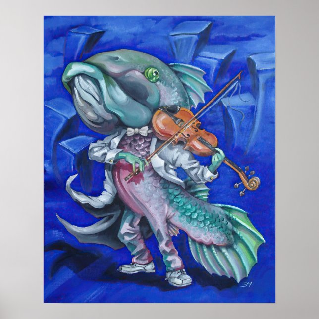 Fische spielen Geige Poster (Vorne)