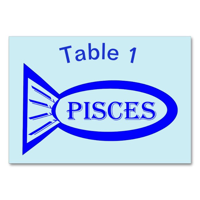 Fische Star Sign Fish Custom Tablecard Tischnummer (Vorderseite)