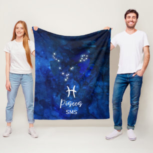 Fische-Sternbild Blaue Galaxie Monogramm Fleecedecke