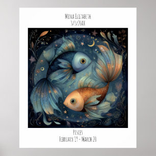 Fische Sternzeichen Astrologie Name & Geburtstag Poster
