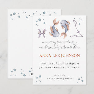 Fische-Sternzeichen-Geburtsankündigung Feiertagskarte