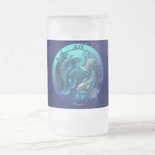 Fische Sternzeichen individuell anpassbar Mattglas Bierglas