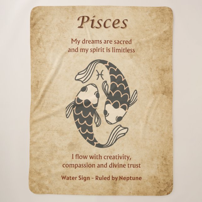 Fische-Sternzeichen mit Affirmationen Sherpadecke (Vorderseite)