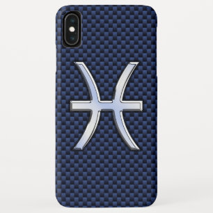 Fische-Sternzeichen-Symbol auf Blauem Kohlefaser-D Case-Mate iPhone Hülle