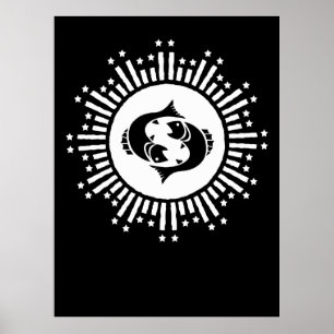 Fische-Sternzeichen-Symbol mit himmlischem Sternen Poster