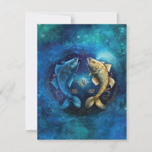Fische-Sternzeichen-Wasserfarben-Design Mitteilungskarte