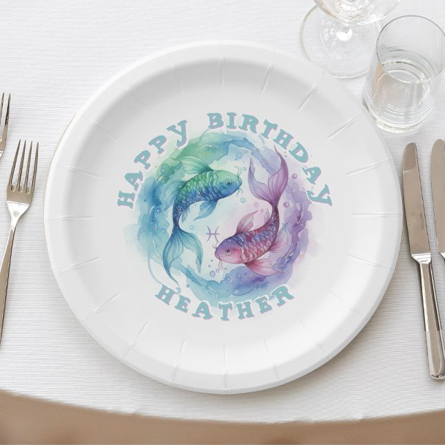 Fische Sternzeichen Wasserfarben Fisch Astrologie  Pappteller (Von Creator hochgeladen)