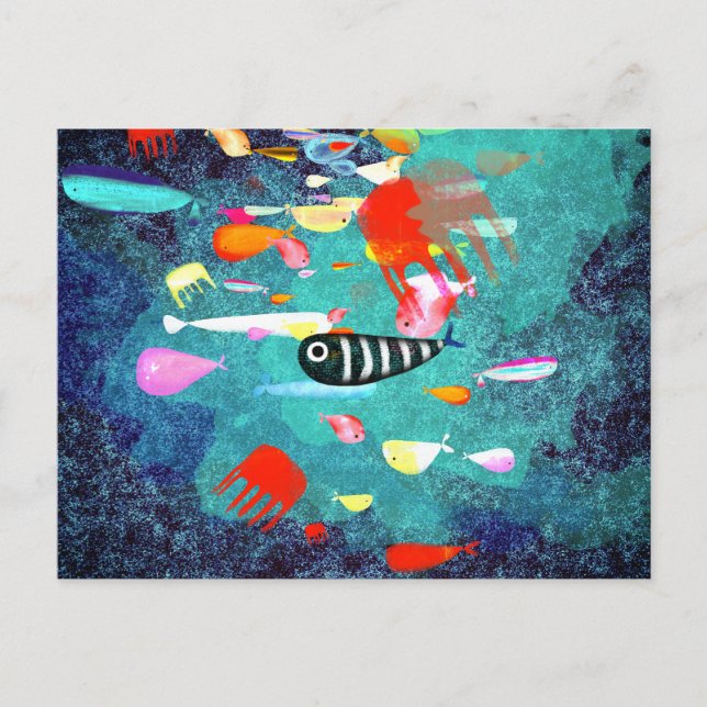 Fische Surfwellen Postkarte (Vorderseite)