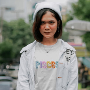 Fische-Typografie trendiges Sternzeichen farbenfro T-Shirt