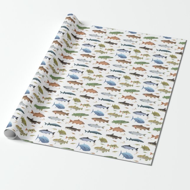 Fische und Baeume Geschenkpapier (Ungerollt)