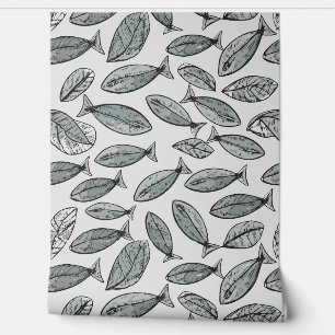 Fische und Blätter Tapete