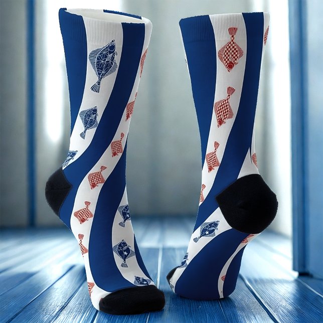 Fische und blaue Streifen Socken (Von Creator hochgeladen)