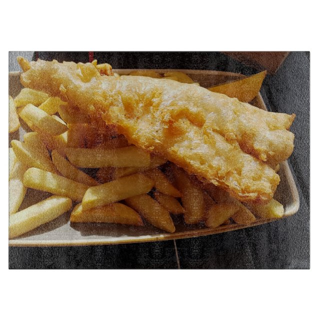 Fische und Chips für nahe Schneidebretter Schneidebrett (Vorderseite)