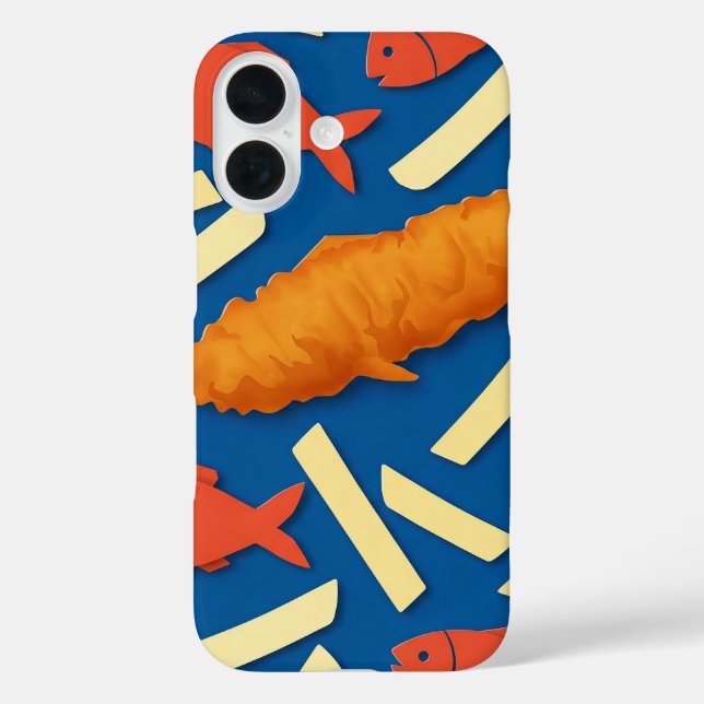 Fische und Chips iPhone 16 Hülle (Rückseite)