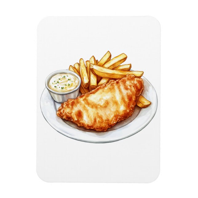 Fische und Chips Magnet (Vertikal)