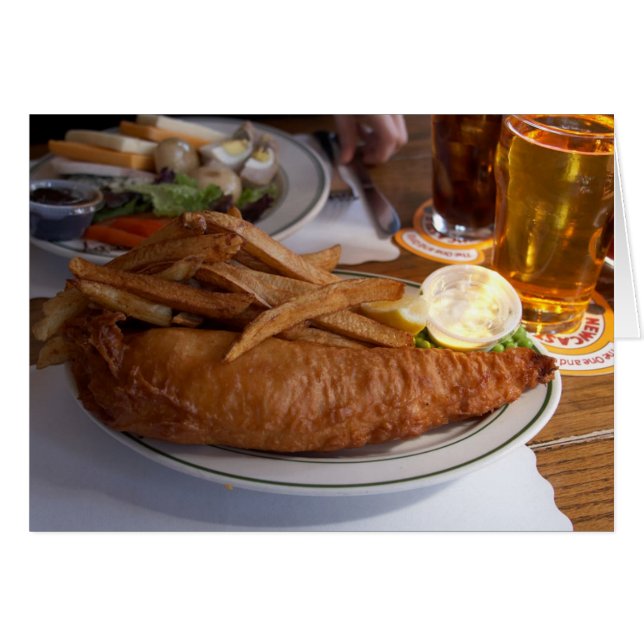 Fische und Chips mit einem Pint Apfel (Vorderseite (Horizontal))
