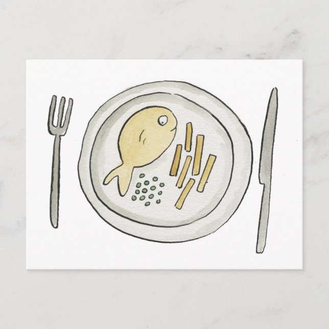 Fische und Chips Postkarte (Vorderseite)
