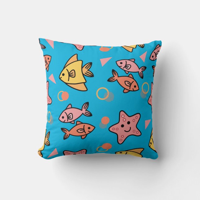 Fische und Fischmuster Kissen (Vorderseite)