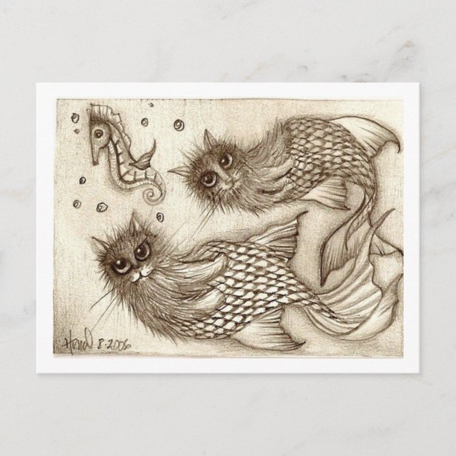 Fische und Haustiere Postkarte (Vorderseite)