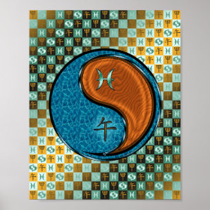 Fische und Holzpferde Poster