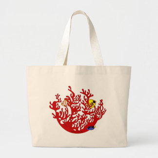 Fische und Korallen-Gekritzel-Kunst-Tasche Jumbo Stoffbeutel