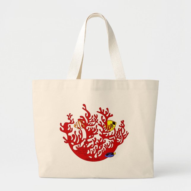 Fische und Korallen-Gekritzel-Kunst-Tasche Jumbo Stoffbeutel (Vorne)