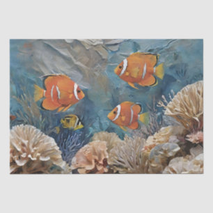 Fische und Korallenakrylgemälde Seidenpapier