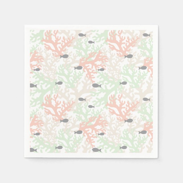 Fische und Korallenpastellpapier Napkins Serviette (Vorderseite)
