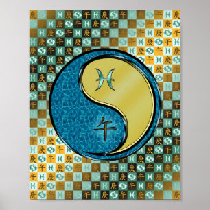 Fische und Metallpferde Poster