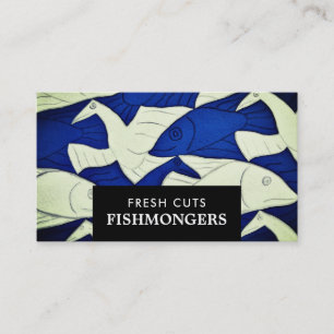 Fische und Möwen, Fischfänger/Ehefrau, Fischmarkt Visitenkarte