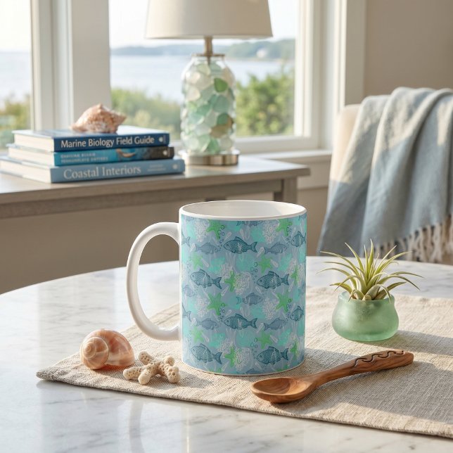 Fische und Muscheln Kaffeetasse (Von Creator hochgeladen)