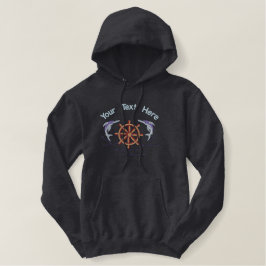 Fische und Rad Bestickter Hoodie