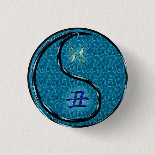 Fische und Wasserbüffel Button (Vorderseite)