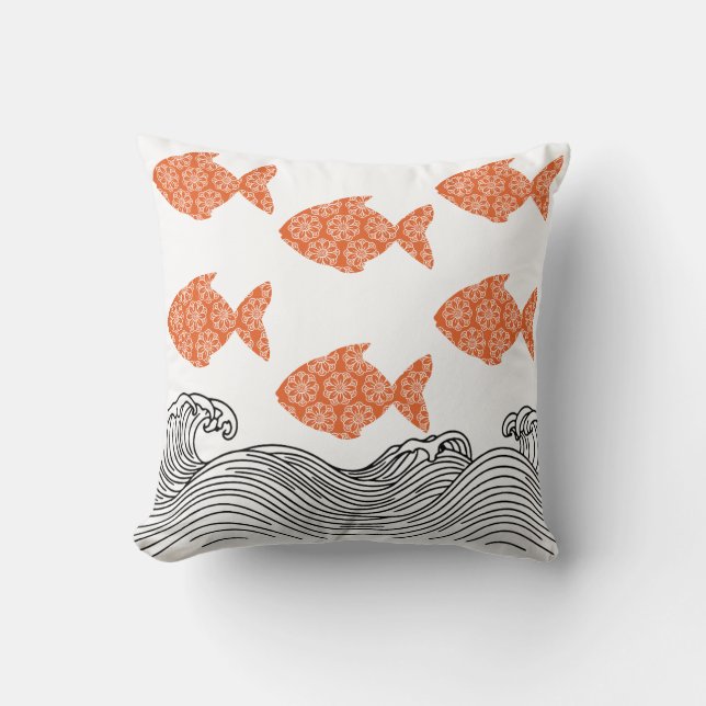 Fische und Wellen Kissen (Vorderseite)