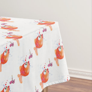 Fische und Wurm Liebe Cartoon Tabletecloth Tischdecke