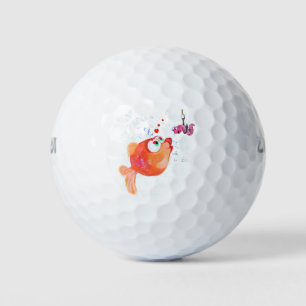 Fische und Wurmfische Liebe Romantische Golfbälle