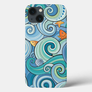 Fische unter dem Wellen-Muster Case-Mate iPhone Hülle