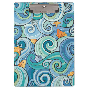 Fische unter dem Wellen-Muster Klemmbrett