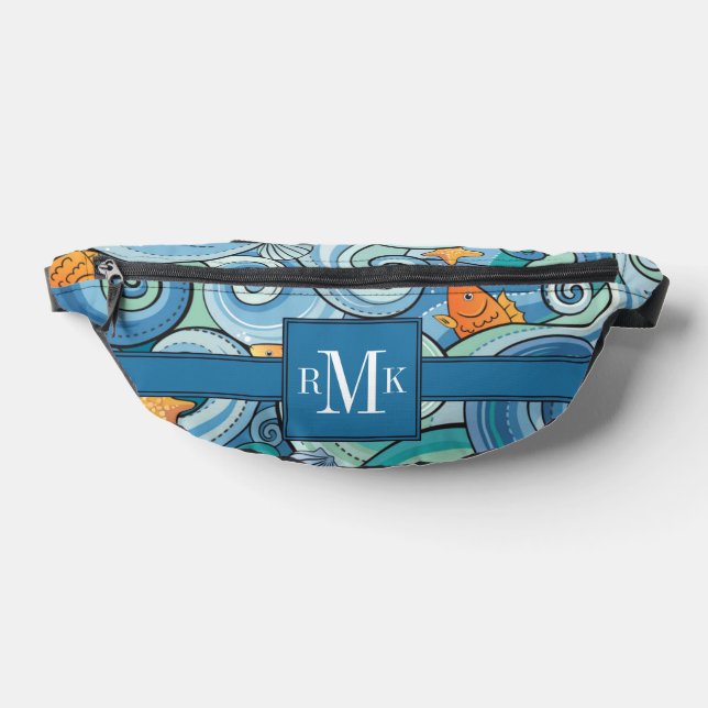 Fische unter dem Wellenmuster Bauchtasche (Ablage )