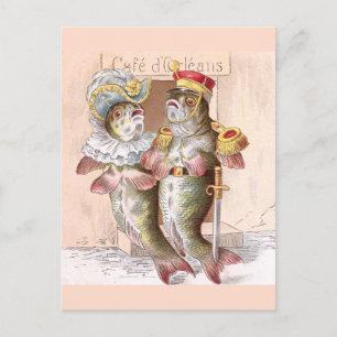 Fische verlassen das Restaurant Cafe d'Orleans Postkarte