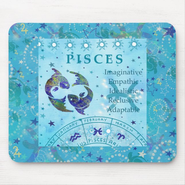 Fische Vintage-Astrologie Mousepad (Vorne)