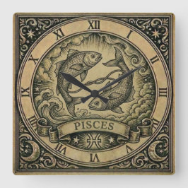 Fische Vintage Sternzeichen Wanduhr