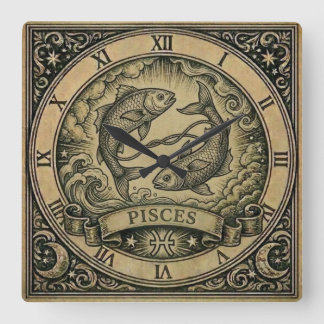 Fische Vintage Sternzeichen Wanduhr
