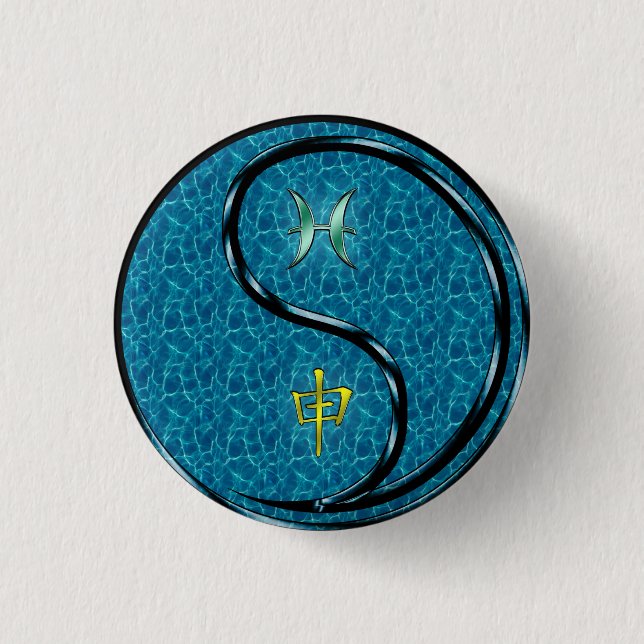Fische & Wasser-Affe Button (Vorderseite)