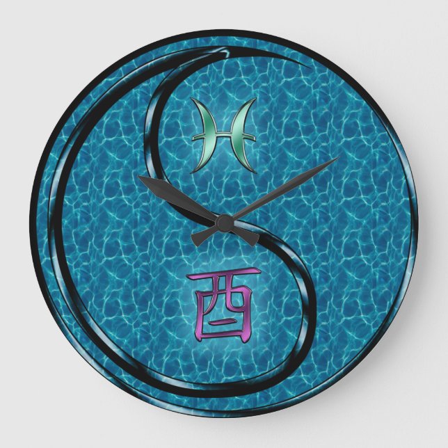 Fische & Wasserhahn Große Wanduhr (Vorderseite)