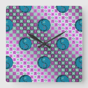 Fische & Wasserhahn Quadratische Wanduhr